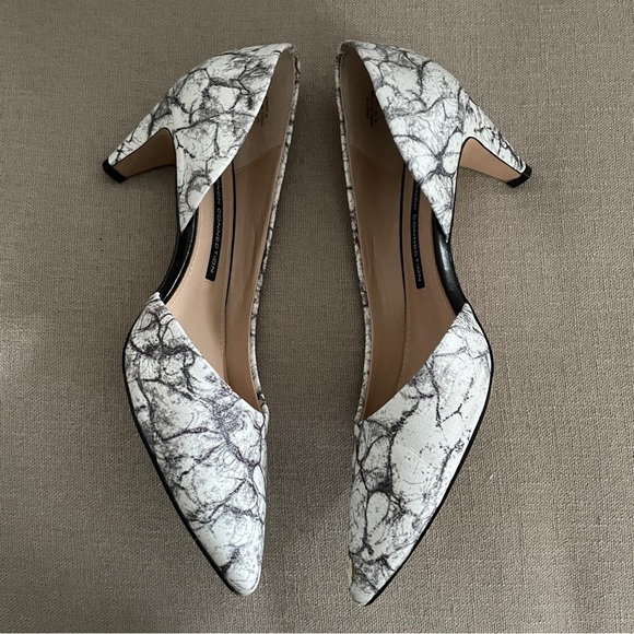 French Connection Kandy Heels Black White Marble D’Orsay Pumps Women’s Size 7.5 - Picture 7 of 9